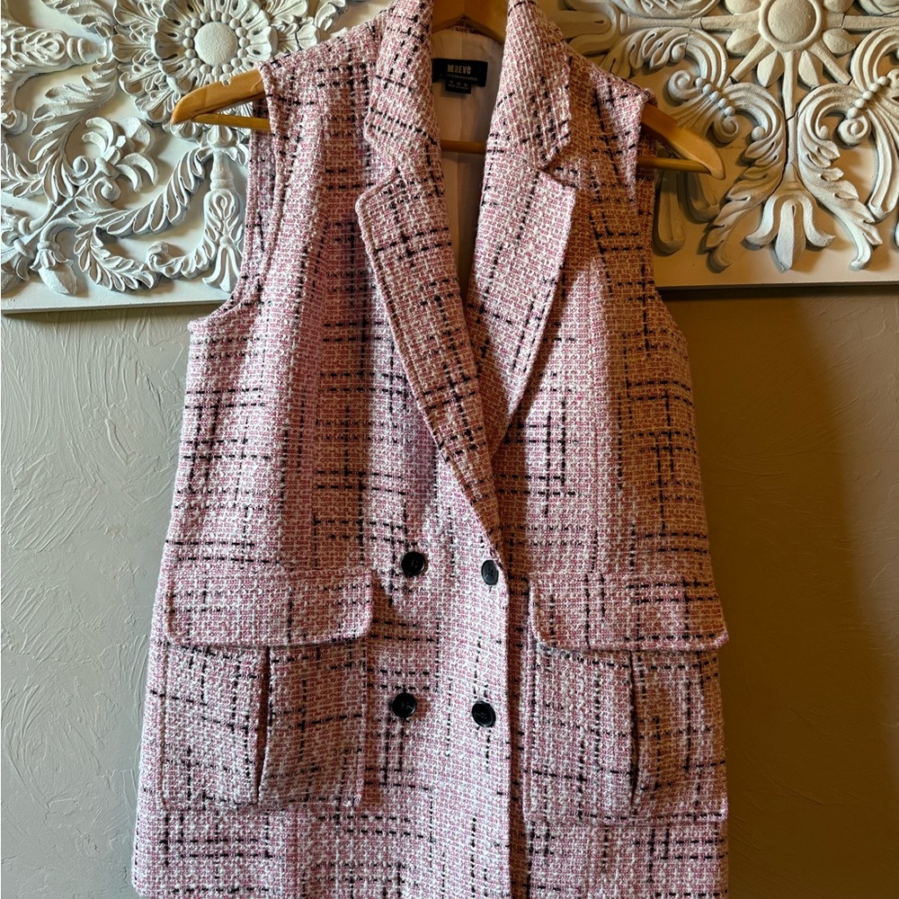 Maeve Anthropologie Women's Pink Tweed Vest size 6